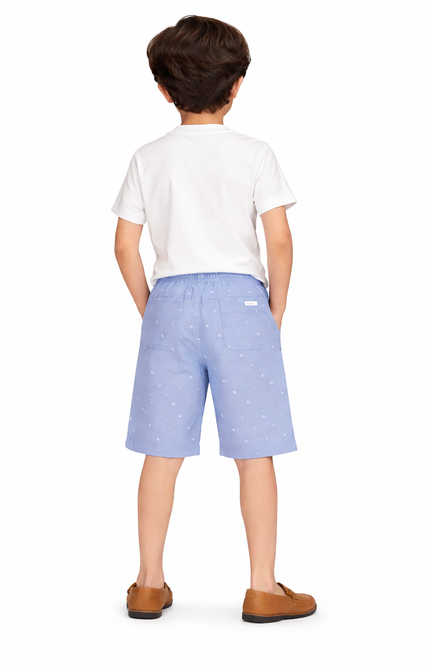 Kids' Premium Canvas Summer Shorts – Deep Wine Nautical Anchor & Ship Wheel Print