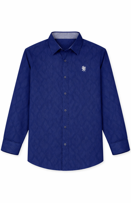 Boys' Geometric Jacquard Long-Sleeve Formal Shirt