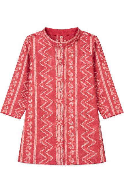 Kids' Ethnic Festive Wear – Premium Red Cotton Kurta Set with White Pajama