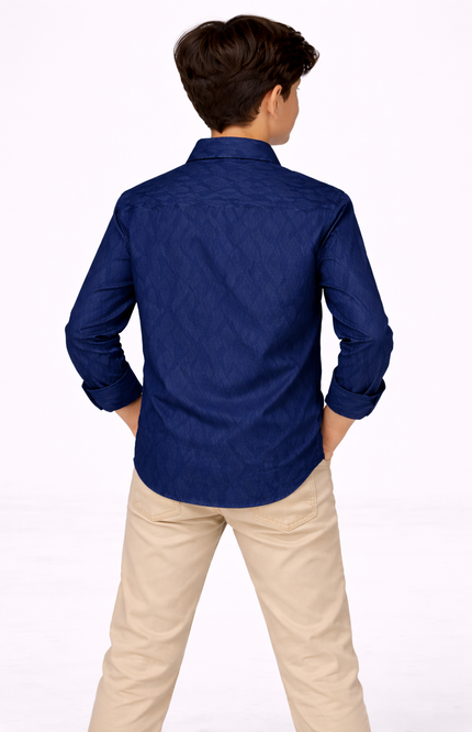 Boys' Geometric Jacquard Long-Sleeve Formal Shirt