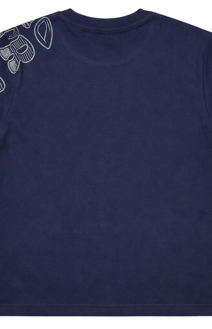 Boys' Navy "Urban Design" Graphic T-Shirt with Metallic Emblem