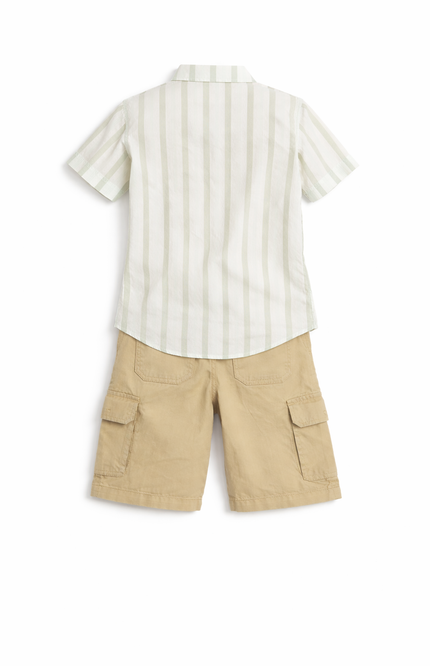 Striped Henley Cord Set Cotton