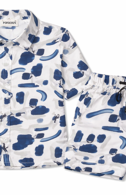 Boys' Blue Abstract Brushstroke Co-ord Set