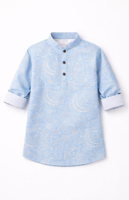 Kids' Premium Cotton Folk-Art Kurta – Designer Ethnic Wear for Pre-Teens