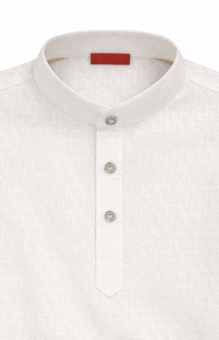 Boys' White Self-Textured Kurta Set