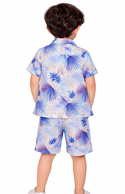 Boys' 3-Piece Tropical Vacation Set – Shirt, Graphic Vest & Shorts