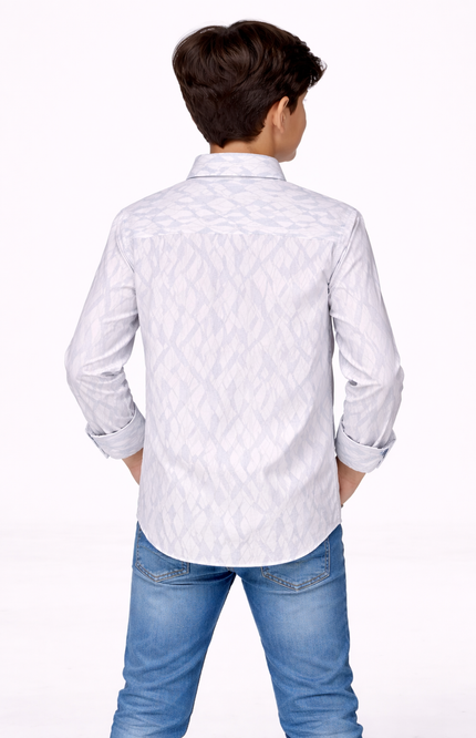 Boys' Geometric Jacquard Long-Sleeve Formal Shirt
