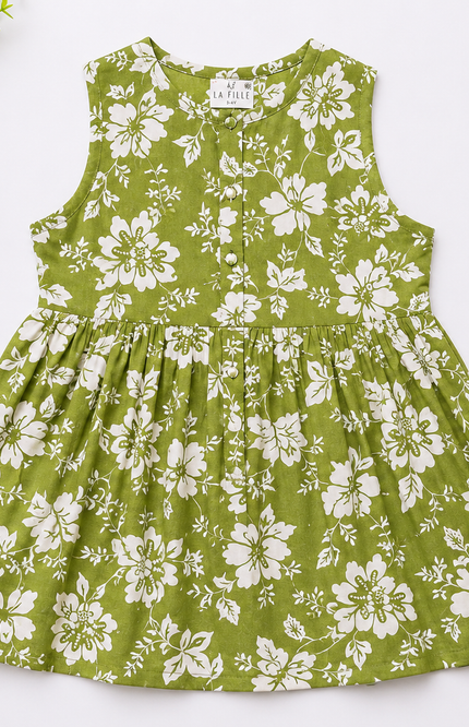 Green Floral Print Sleeveless top