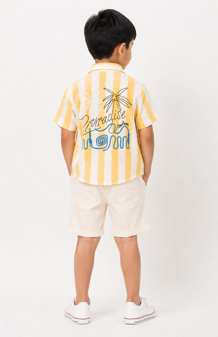 Yellow Striped Summer Co-Ord Set with Graphic Tank