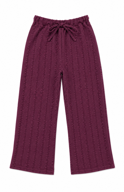 Textured Wide-Leg Drawstring Pants