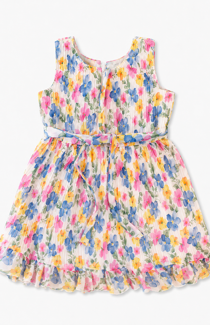 Floral Pleated Party Dress for Girls