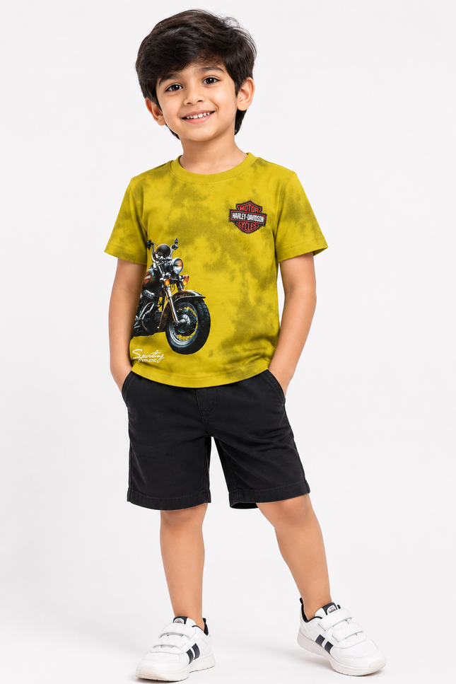 Tie-Dye Motorcycle Graphic Kids T-Shirt