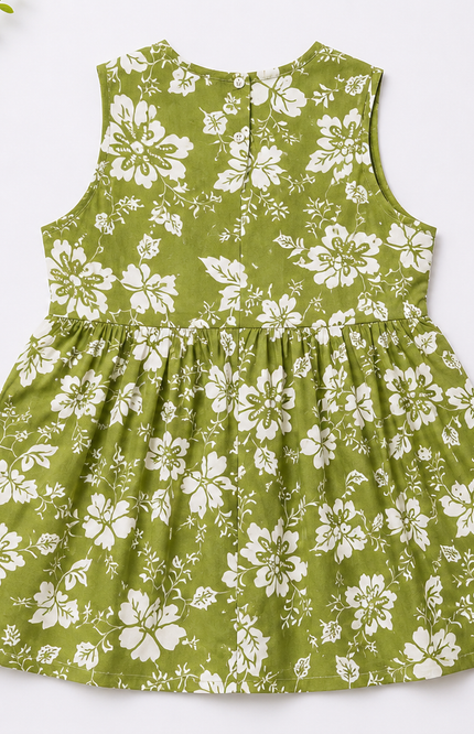 Green Floral Print Sleeveless top