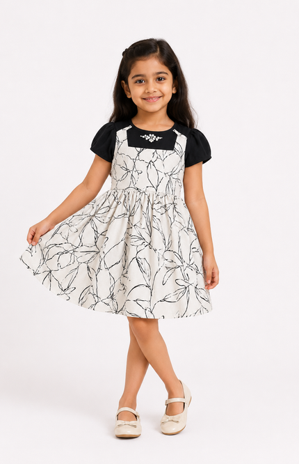 Abstract Print Fit & Flare Dress