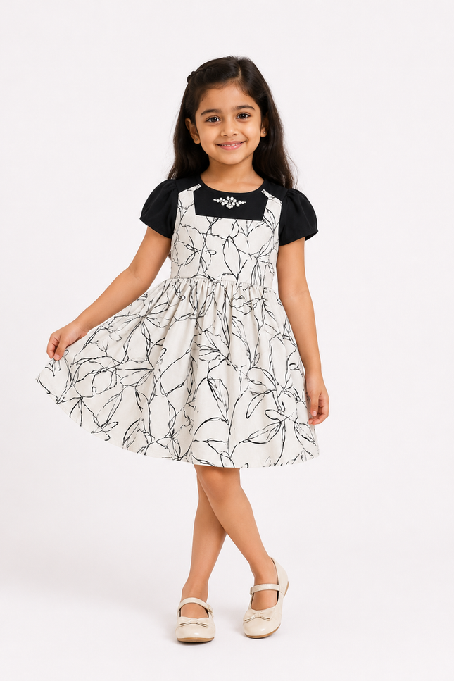 Abstract Print Fit & Flare Dress