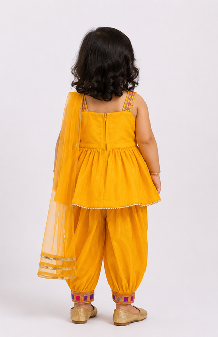 Festive Kids Co-Ord Set with Dhoti Pants & Dupatta