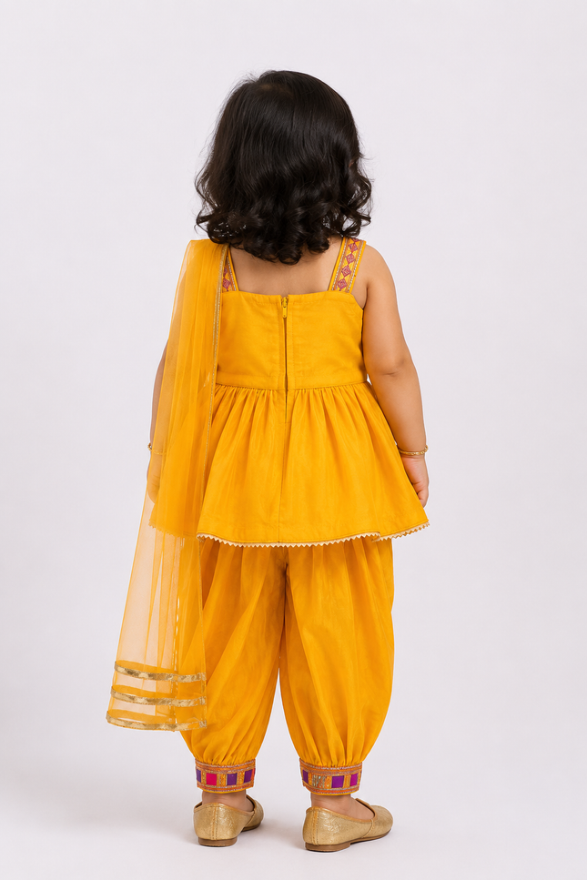 Festive Kids Co-Ord Set with Dhoti Pants & Dupatta