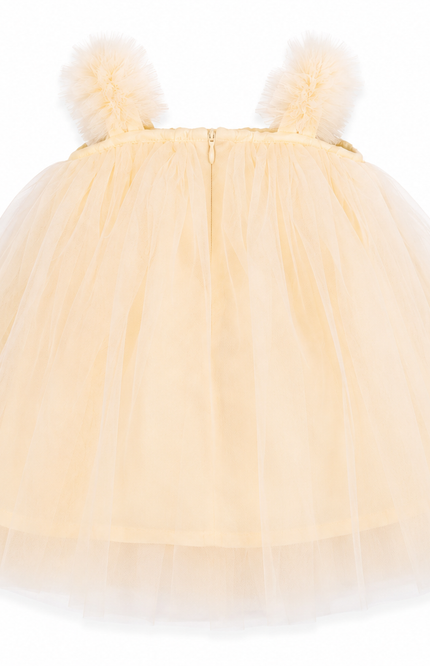 Party Dress with Floral Pom-Pom Straps