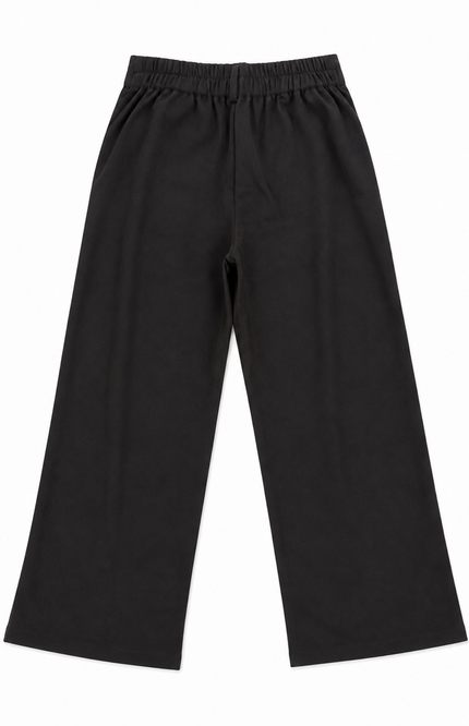 Girls' Black Wide-Leg Elastic Waist Pants