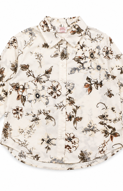 Floral Print Full-Sleeve Girls’ Shirt