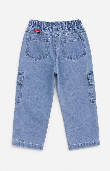Boys Premium Denim Cargo Pants – Light Wash Fine 431