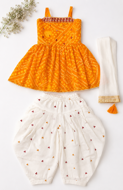 Festive Kids Co-Ord Set with Dhoti Pants & Dupatta