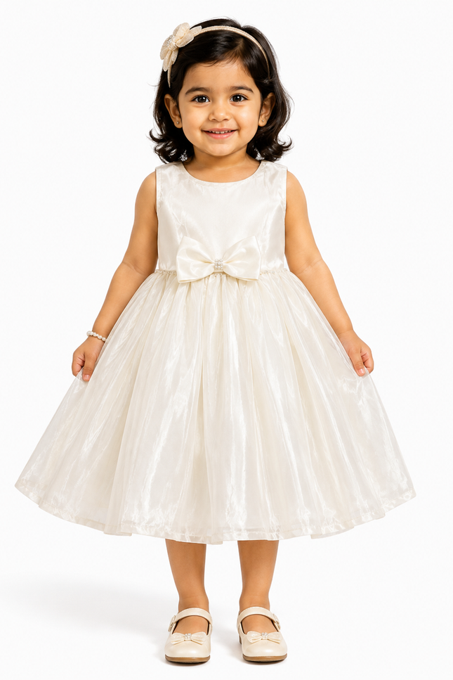 Girls Organza Party Dress with Bow
