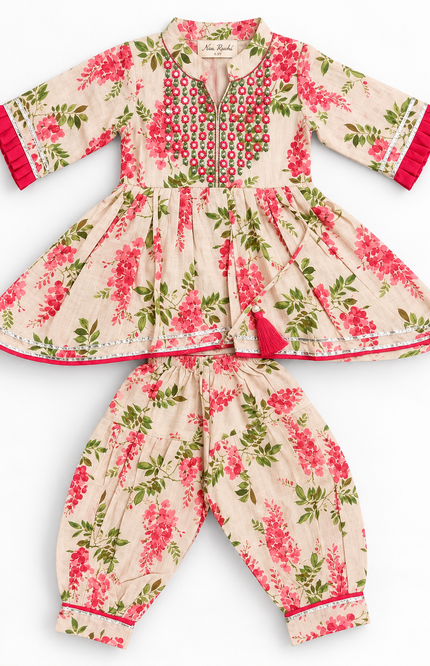 Girls Floral Printed Kurta Set