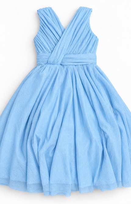 Sky Blue Shimmer Party Dress for Girls