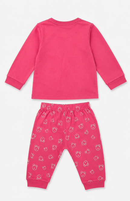 Bear Print Full Sleeve Night Suit Set