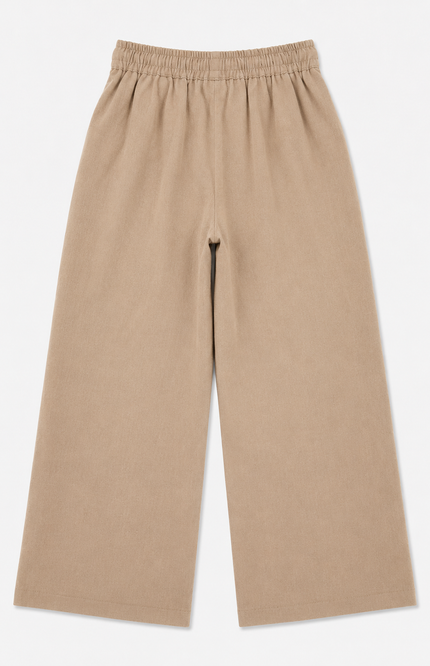 Beige Comfort Wide-Leg Kids Trousers