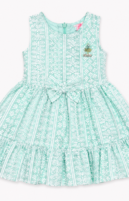 Mint Green Floral Lace Fit & Flare Dress