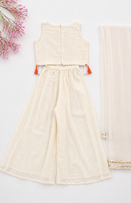 Embroidered cream Co-ord Set with Dupatta