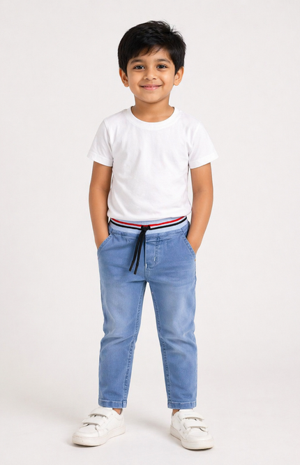 Kids Casual Blue Denim Joggers Fine 993