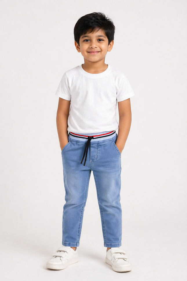 Kids Casual Blue Denim Joggers Fine 993