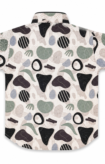 Boys Abstract Print Shirt with Sage Green Pants Co-ord Set