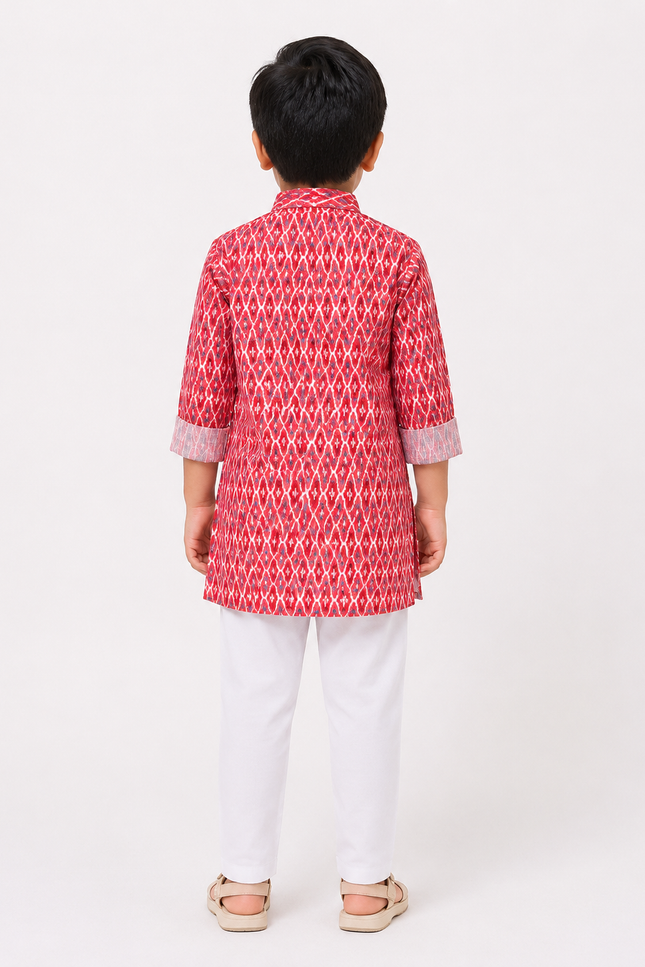 Printed Kurta Set with White Pants