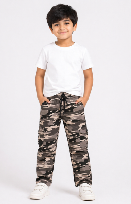 Classic Camo Cargo Trousers with Elastic Waist