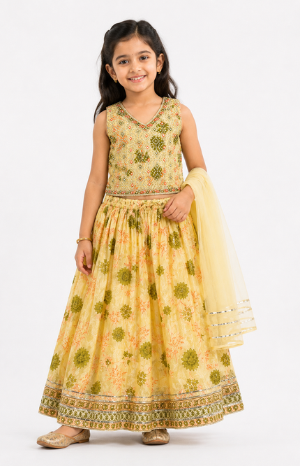 Floral Kids Ethnic Lehenga Set with Dupatta