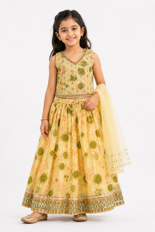 Floral Kids Ethnic Lehenga Set with Dupatta