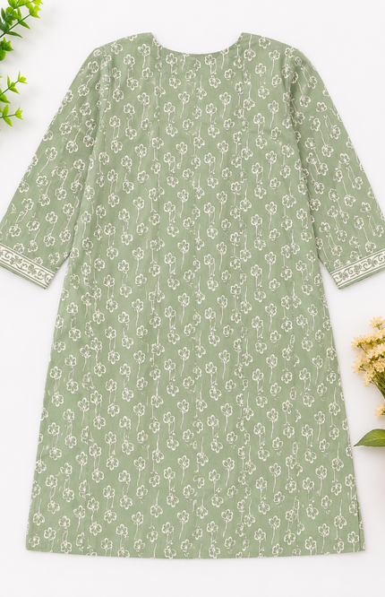 Sage Green Floral Print Kurti