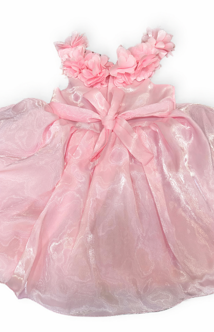Pink Floral Organza Party Dress for Girls