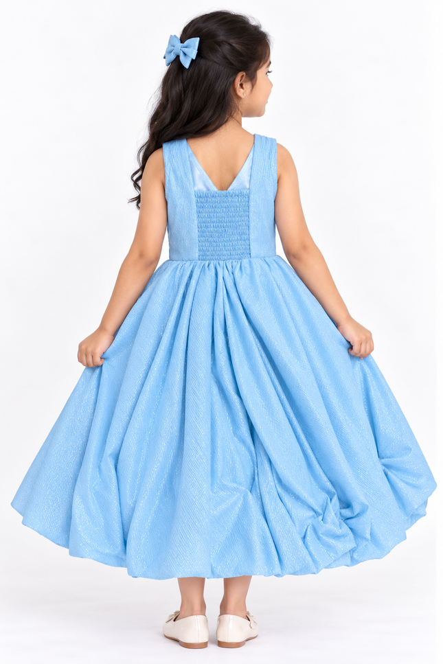 Sky Blue Shimmer Party Dress for Girls