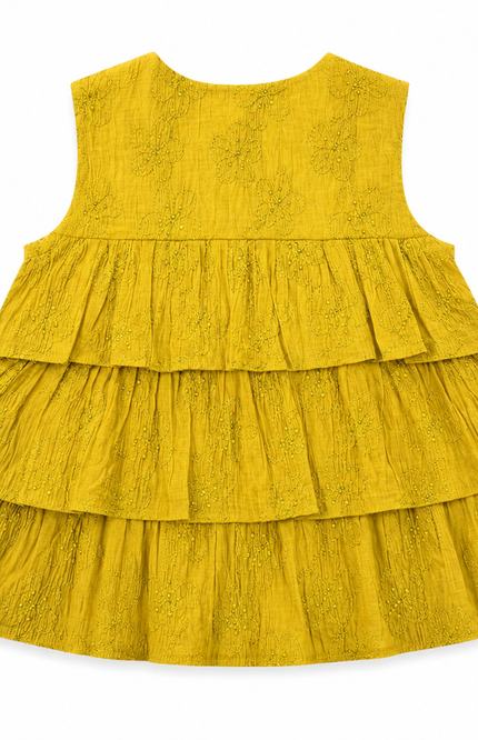 Floral Embroidered Tiered Girls Peplum top