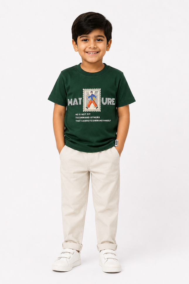 Adventure Graphic Cotton T-Shirt – Bottle Green
