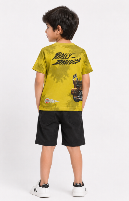 Tie-Dye Motorcycle Graphic Kids T-Shirt