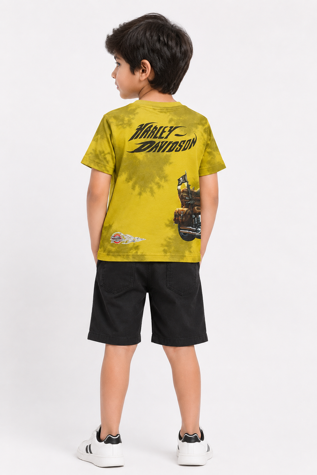 Tie-Dye Motorcycle Graphic Kids T-Shirt