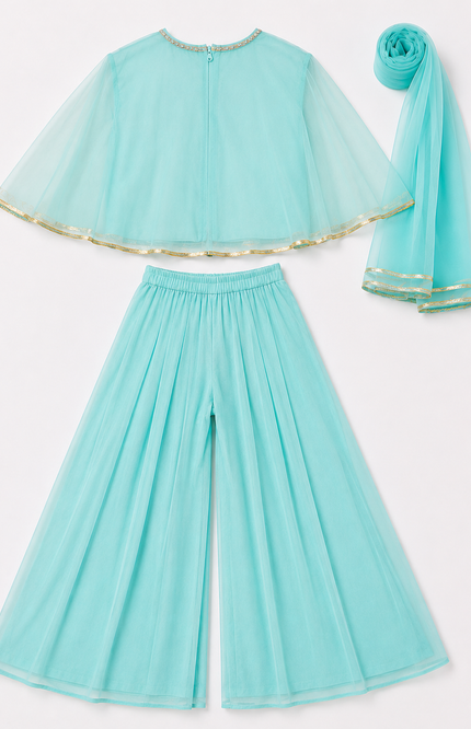 Cape Style Palazzo Set with Dupatta for Girls