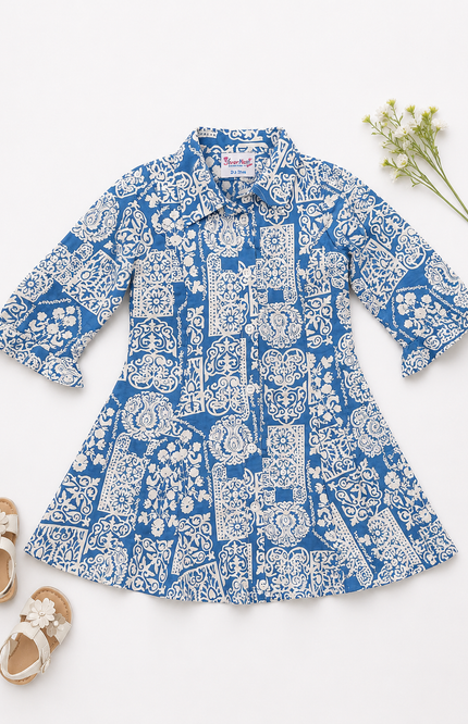 Print Collared Kids Dress