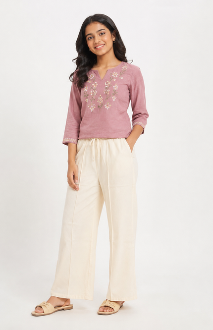 Wide-Leg Drawstring girl Pants